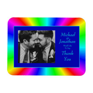 Imán Colorido y brillante Boda arcoiris gracias