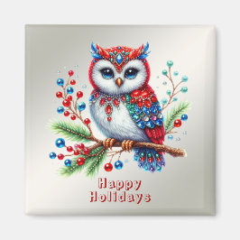Imán Coloridos Navidades Owl Holiday Magnet