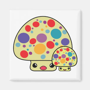 Imán Coloridos y lindos kawaii hongos con manchas