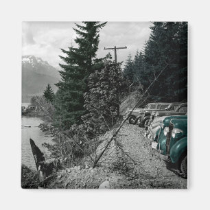 Imán Colorsplash Vintage Mountain Lake Nature Carros Pi