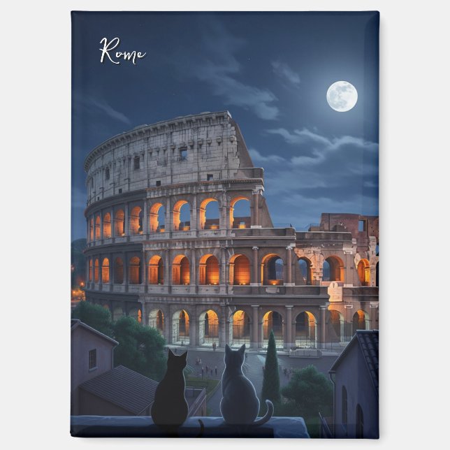 Imán Colosseo de Roma de noche (Anverso)