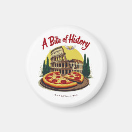 Imán Colosseo vintage Roma y arte de pizza napolitana