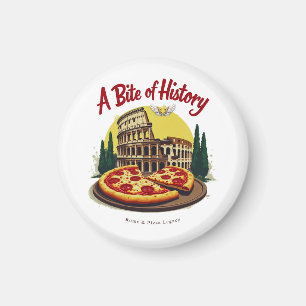 Imán Colosseo vintage Roma y arte de pizza napolitana