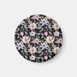 Imán Columbina exótica: acuarela floral negra.