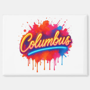Imán Columbus Neon Street Art Splash