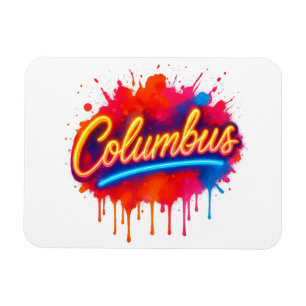 Imán Columbus Neon Street Art Splash
