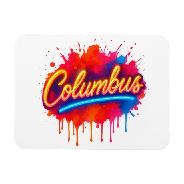 Imán Columbus Neon Street Art Splash (Horizontal)