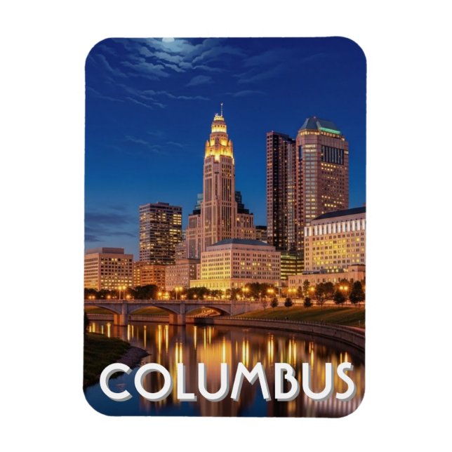 Imán Columbus Ohio Horizonte de Viaje (Vertical)