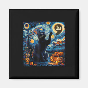 Imán Coma de gato negro de Halloween La Starry Night Ar