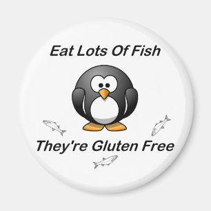 Imán Coma las porciones de pescados, ellas son gluten