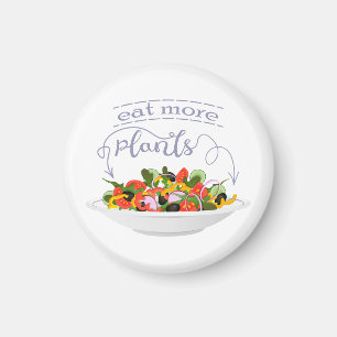Imán Coma más plantas con letras de motivación de ensal