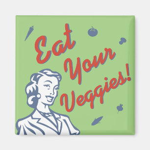 Imán Coma tu mujer retro de las verduras