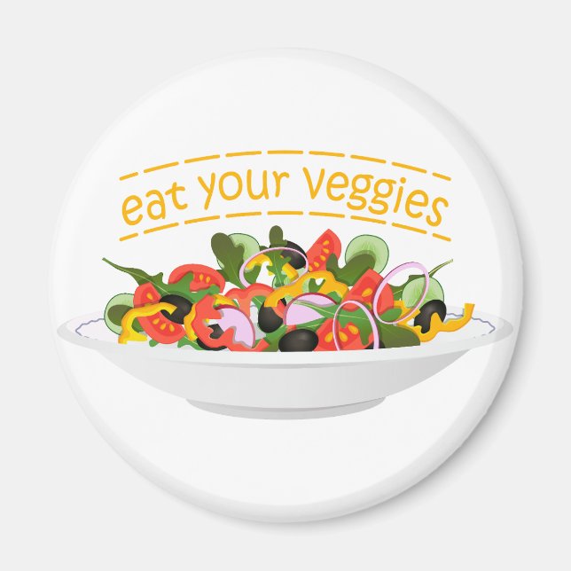 Imán Coma tus verduras Cita cuenco de ensaladas frescas (Frente)