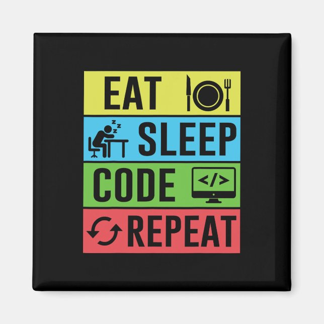 Imán Come Dormir Código Repetir Divertido Programación  (Frente)