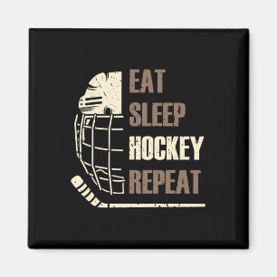 Imán Come Hockey Dormir Repetir Máscara Divertida Pegat