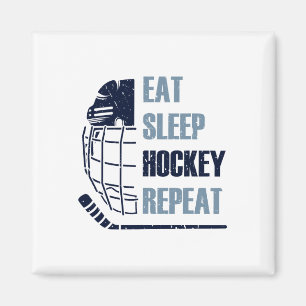 Imán Come Hockey Dormir Repetir Máscara Divertida Pegat