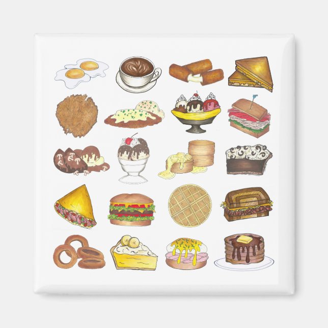 Imán Comedor clásico americano de almuerzo contador de  (Frente)