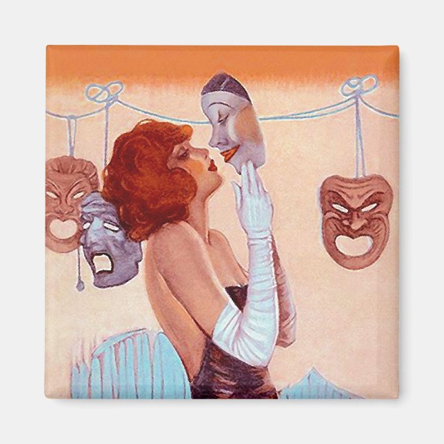 Imán COMEDOR Y TRAGEDIA DRAMA MÁSCARA Glamour Chica Mag (Frente)