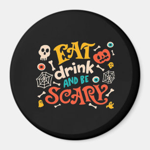 Imán Comer Bebida Y Ser Asustado Diseño De Halloween Es