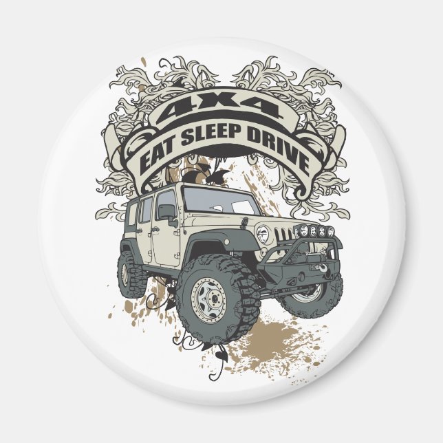 Imán Comer, dormir, conducir 4x4 (Frente)