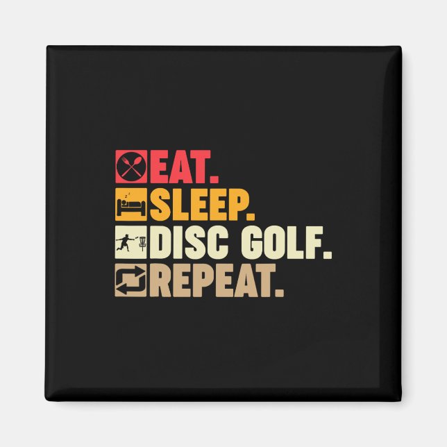 Imán Comer Dormir Disc Golf Repetir Chicos Niños Chicas (Frente)