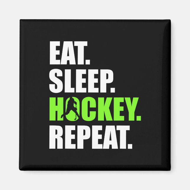 Imán Comer Dormir Hockey Repetir Divertidos Jugadores d (Frente)