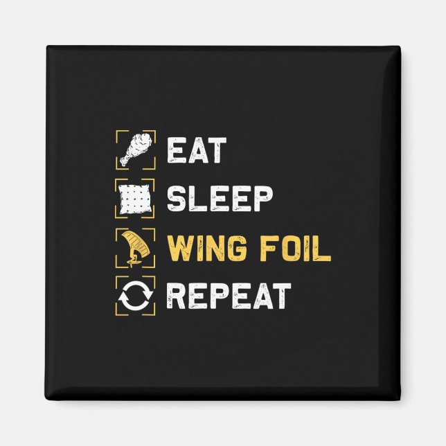 Imán Comer Dormir Wing Foil Repetir Divertido Wing Surf (Frente)