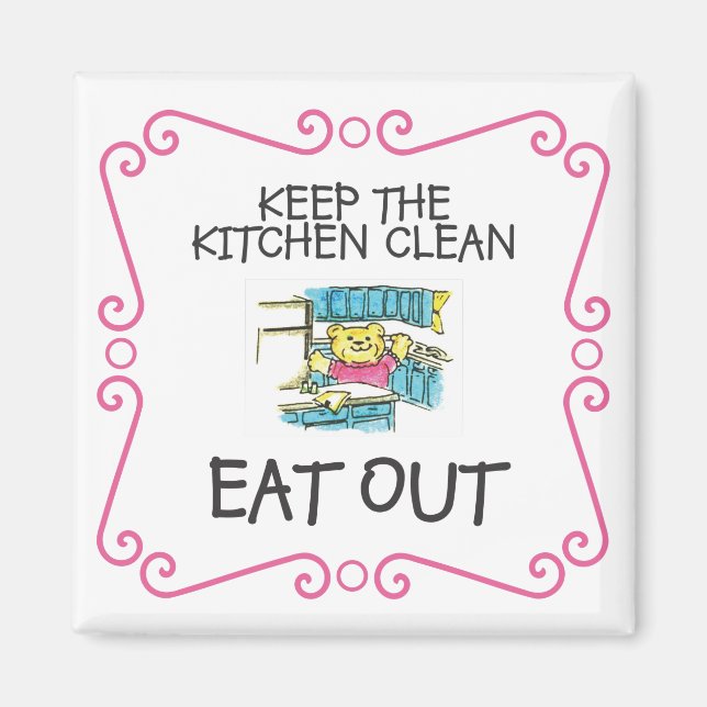 Imán Comer fuera Teddy Bear Magnet (Frente)