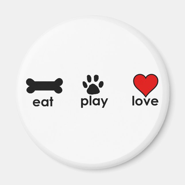 Imán Comer, jugar, amar. (Frente)