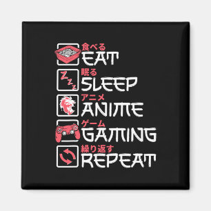 Imán Comer Sleep Anime Gaming Repetir Otaku Gamer japon