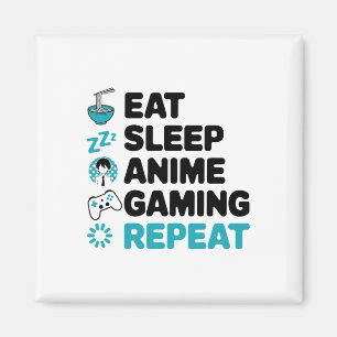 Imán Comer Sleep Anime Gaming Repetir Video Gamer Anime
