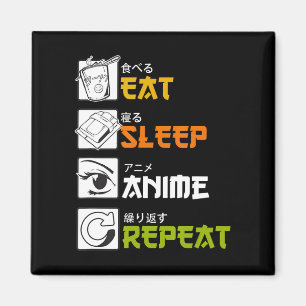 Imán Comer Sleep Anime Repetir Idea de Regalo Cosplayer