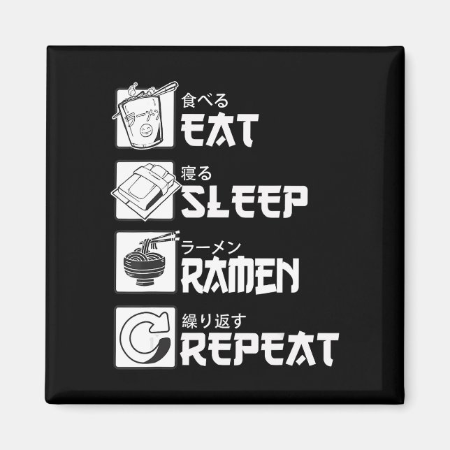 Imán Comer Sleep Anime Repetir Idea de Regalo Cosplayer (Frente)