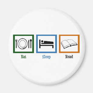 Imán Comer Sleep Read Books Gracioso Bookworm