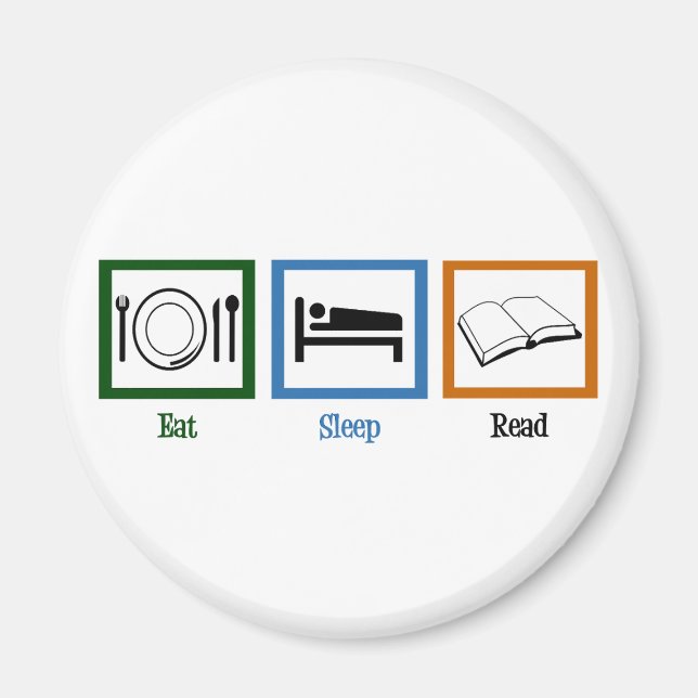 Imán Comer Sleep Read Books Gracioso Bookworm (Frente)