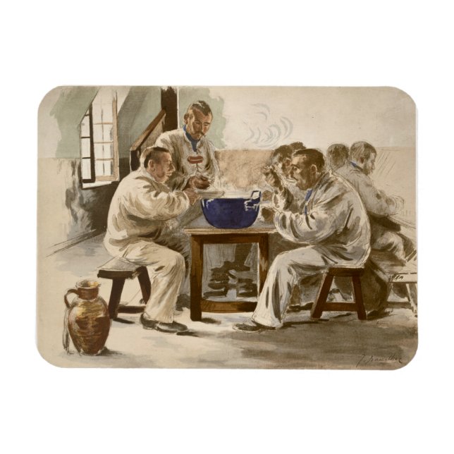 Imán Comer sopa en las barracas, de L'Estampe Moder (Horizontal)