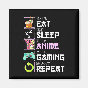 Imán Comer Sueño Anime Gaming Repetir Kawaii Otaku Anim