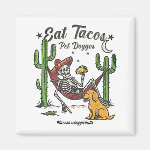 Imán Comer tacos acariciar perritos