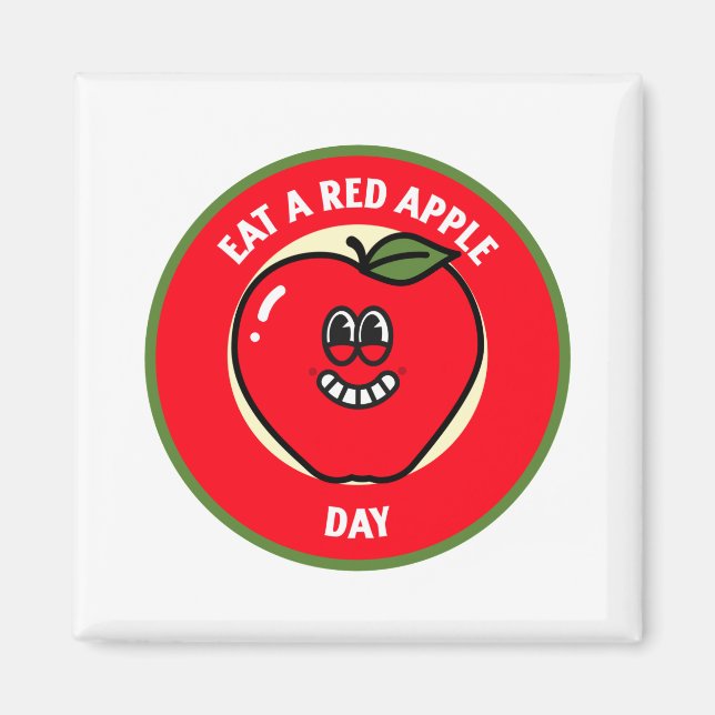 Imán Comer Un Día De La Manzana Roja (Frente)