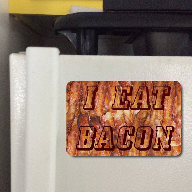 Imán Comí Bacon Text con fondo (I Eat Bacon Text with Background Flexible Magnet)
