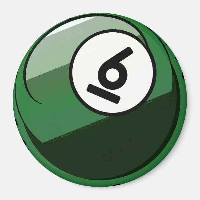Imán Comic Style Número 6 Billiards Ball (Frente)