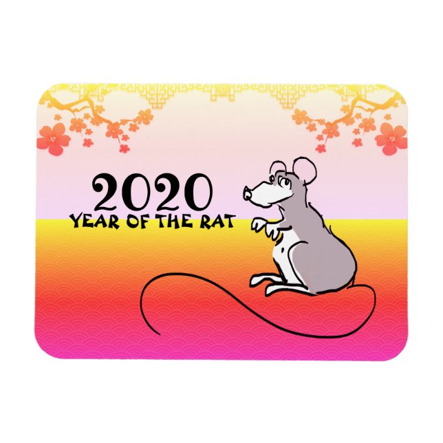 Imán Cómics del ratón Rata lunar Año nuevo 2020 Primave (Horizontal)