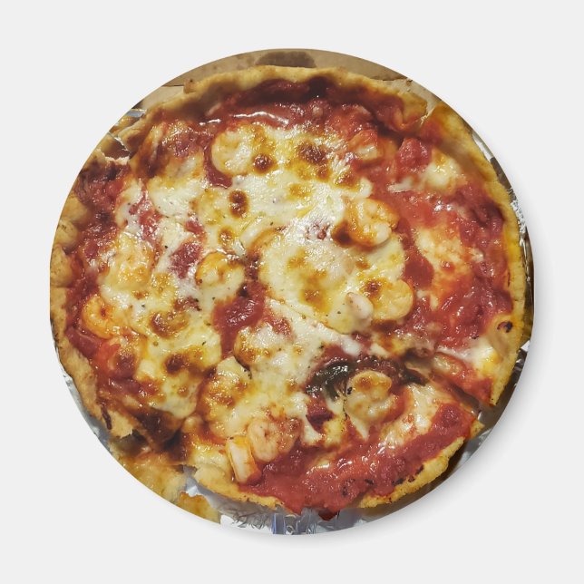 Imán Comida de pizza de camarón y queso (Frente)