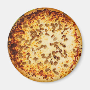 Imán Comida de pizza de queso y salchichas
