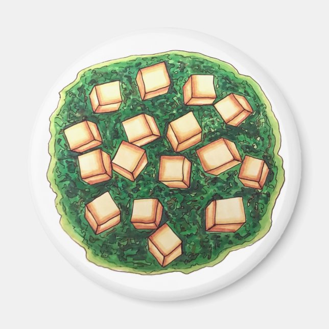 Imán Comida India Saag Paneer Queso espinaca (Frente)