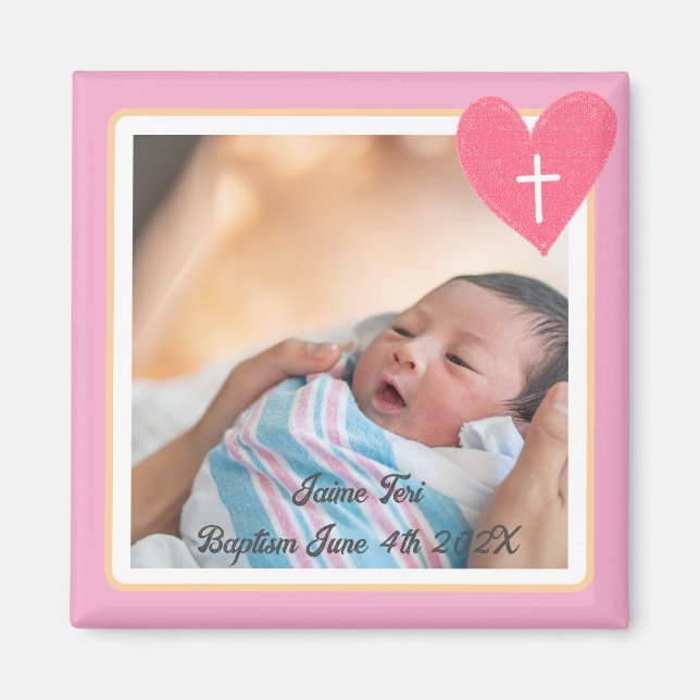 Imán Commemorative Baptism Magnet - Christianity - Pink (Frente)