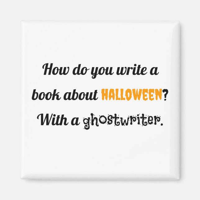 Imán ¿Cómo escribes un libro sobre Halloween? Con una g (Frente)