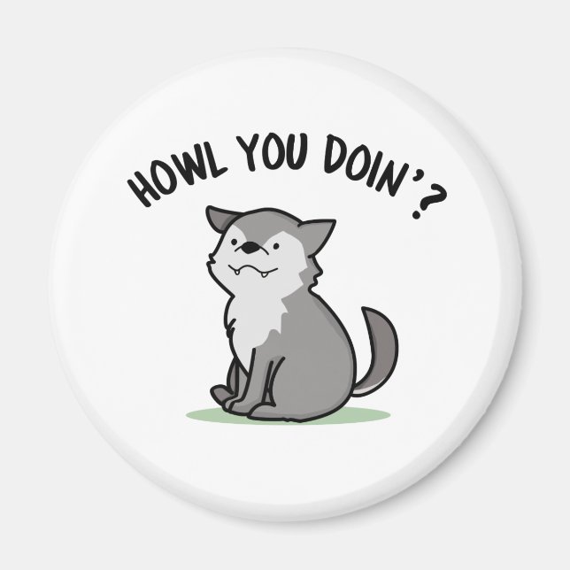 Imán ¿Cómo Estás Haciendo Un Gracioso Bebé Lobo Pun? (Frente)