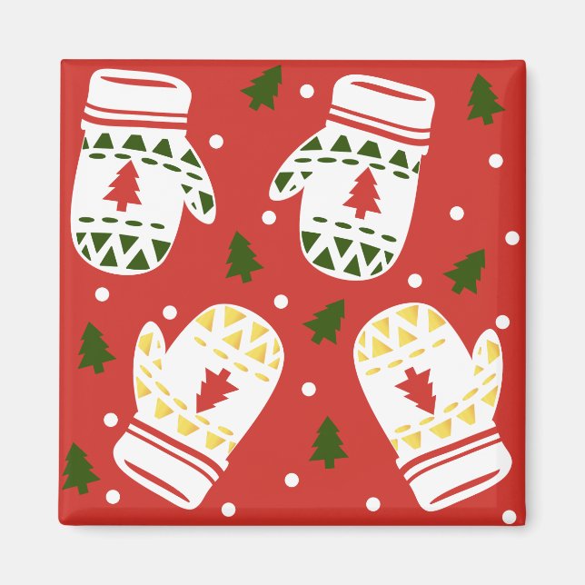 Imán Cómodos guantes de invierno dorados (Frente)