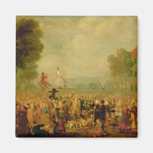 Imán Compañía de actores que se realizan en una cuerd